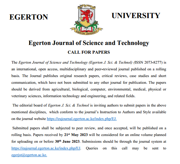 Egerton Journal of Science and Technology 