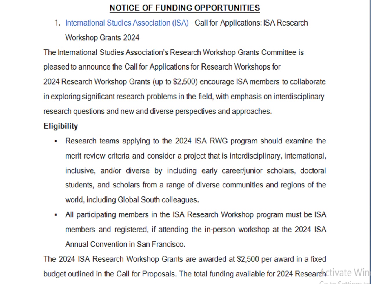 NOTICE OF FUNDING OPPORTUNITIES